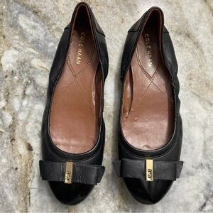 Cole Haan Tova Bow Ballet Flats Black Leather size 5B